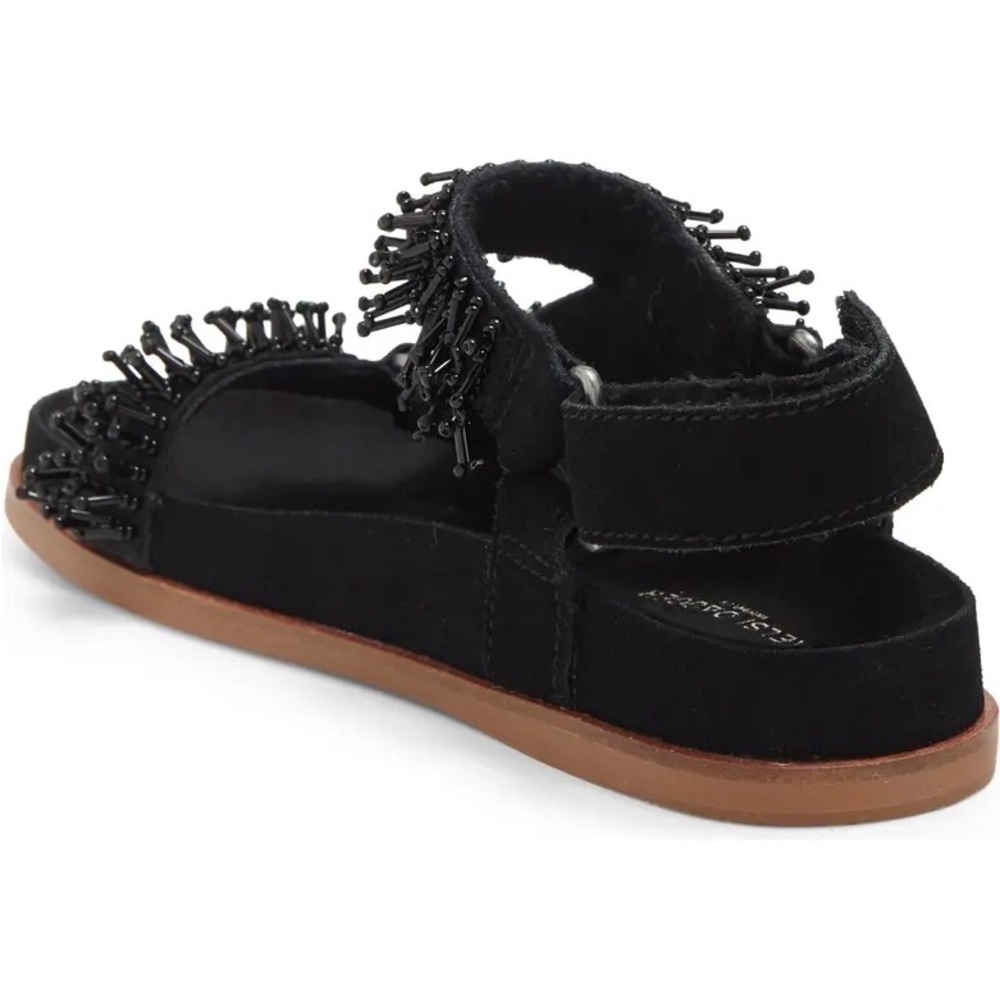 NEW ANTHROPOLOGIE KELSI DAGGER Brooklyn Spark Suede Beaded Black Sandals US 9 - Picture 3 of 4